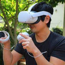 person using an Meta Quest headset and immersed in SIMmersion training.